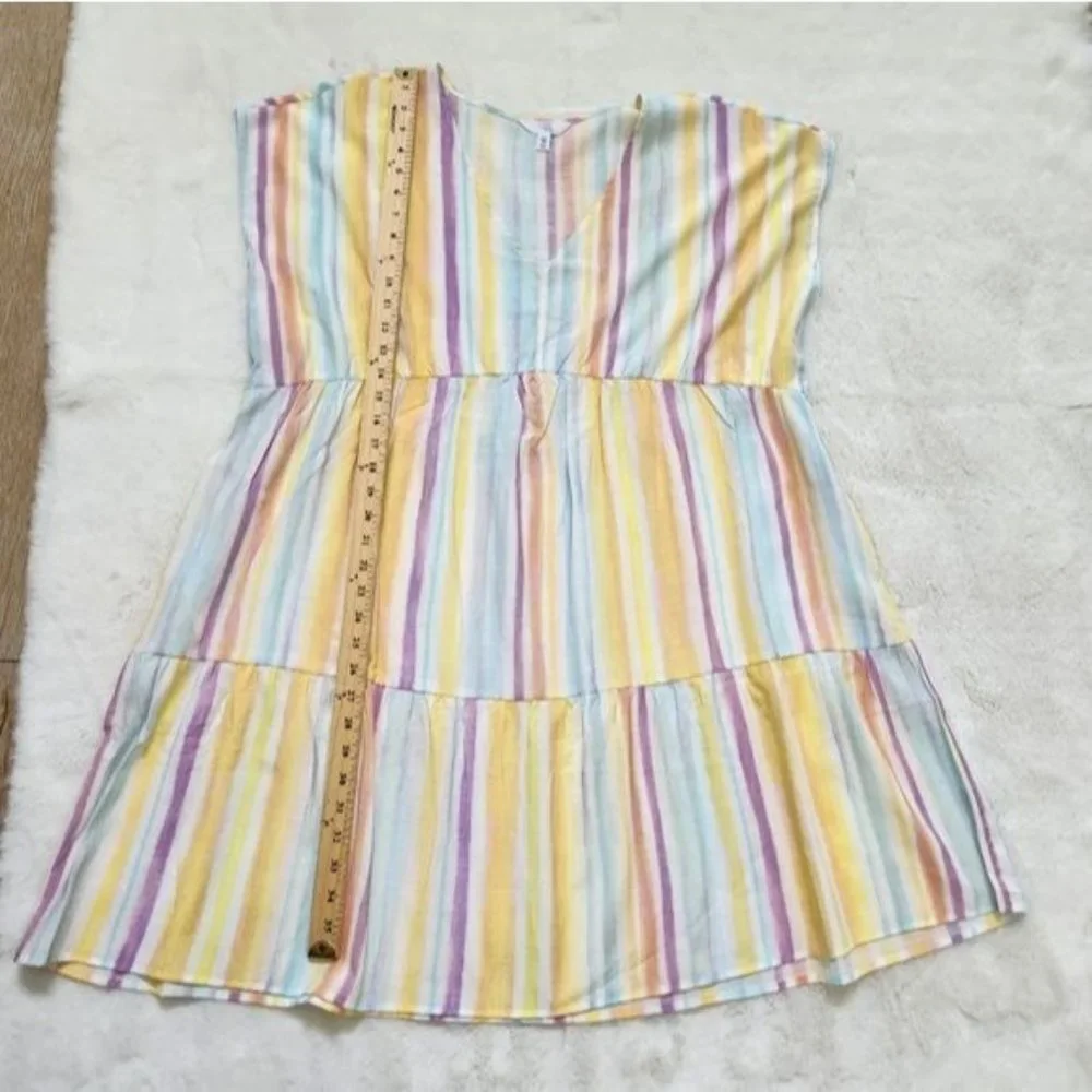 Time and Tru Women's Woven Print Dress with Flounce Hem V-Neck Size XXL - Picture 3 of 15